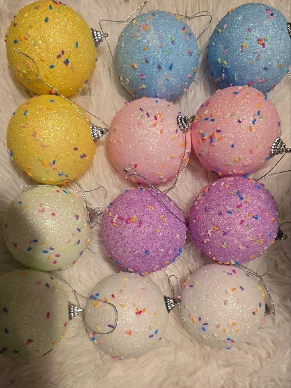 Pastel Party Ball Ornaments - Pink, Green, Blue, Yellow.  12 Count. NWT.